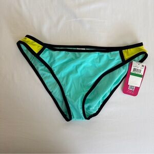 Hula Honey Turquoise & Yellow Bikini Bottom with Black Trim